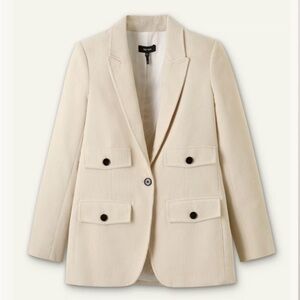 ME+EM Sharp Shoulder Blazer in Italian Cord (Ivory) Size 4